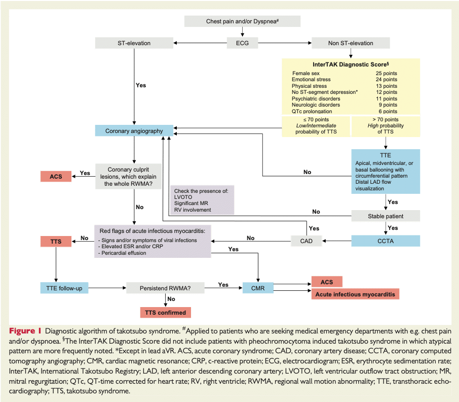 flowchart för diagnostisk utredning vid misstänkt Takotsubo Syndrom