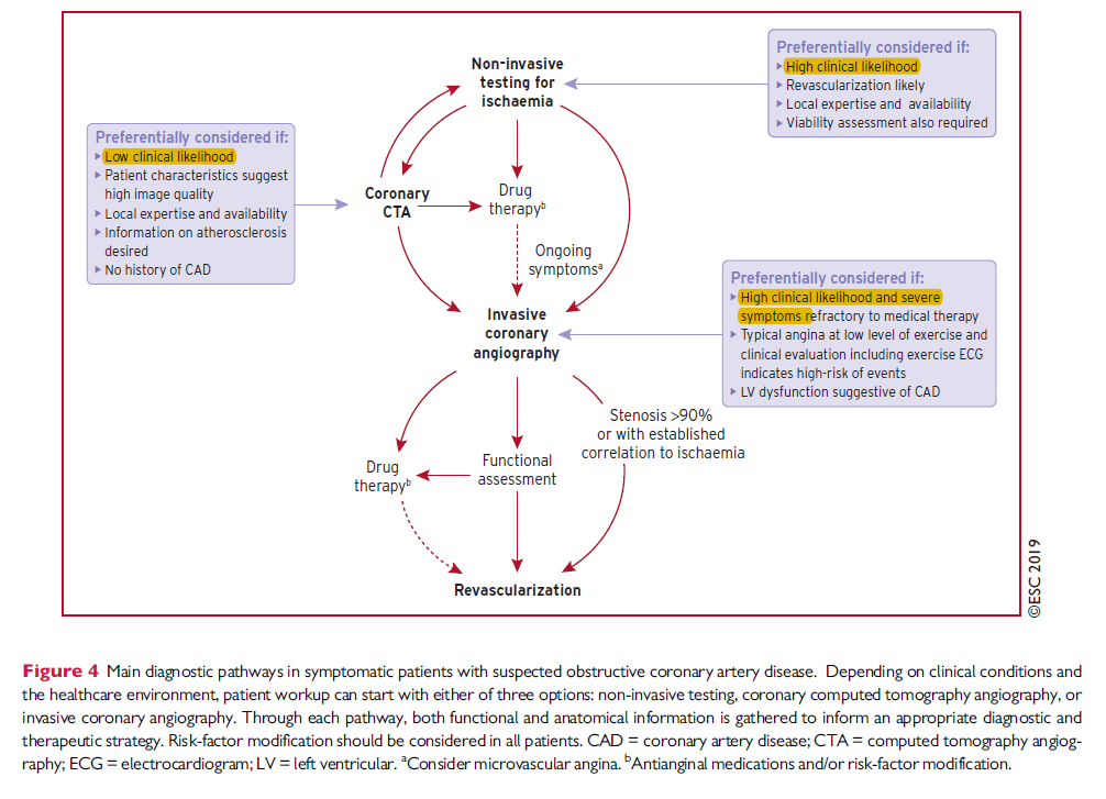 schema för val av testmetod vid misstänkt kronisk koronart syndrom (stabil kranskärlssjukdom)
