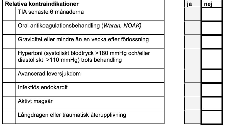 Trombolys vid STEMI- relativa kontraindikationer