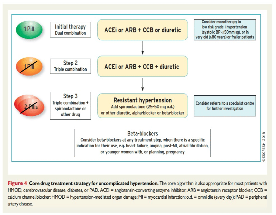 hypertoni-kombinationsbehandling med två eller tre läkemedel