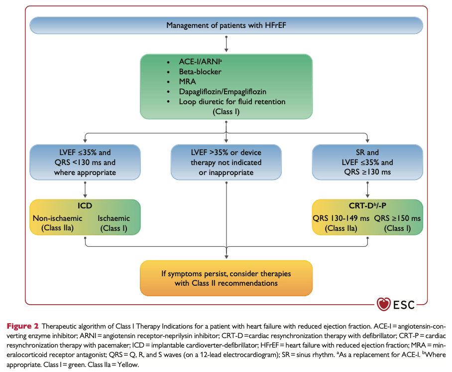 rekommenderat behandling för hjärtsvikt med nedsatt vänsterkammar-EF (HFrEF)