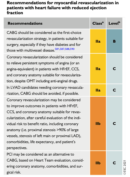 eSC guidelines rekomendationer för revaskularisering vid HFrEF