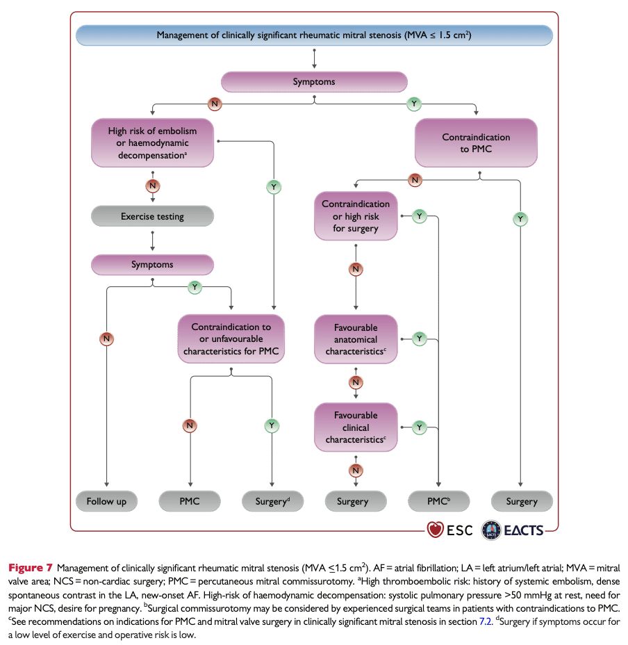 ESC guideline: Behandling mitralisstenos